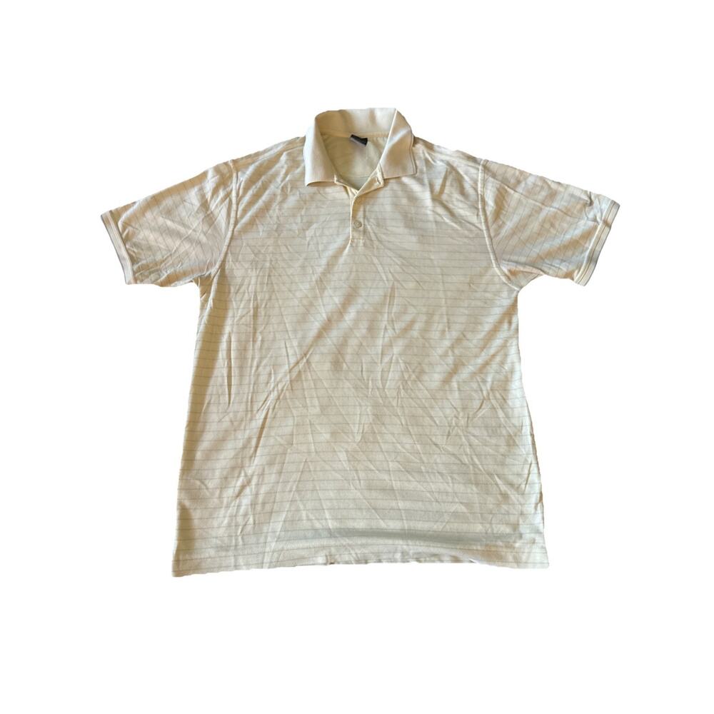 Nike Golf Mens Dri‎ Fit Polo Shirt Size L Yellow Striped Cotton Poly Blend